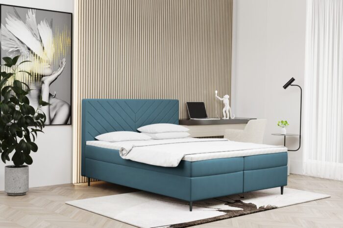 Boxspringbett mit bettkasten und matratze + topper RUGIA Stoff Matt Velvet