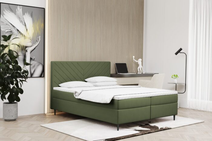 Boxspringbett mit bettkasten und matratze + topper RUGIA Stoff Matt Velvet