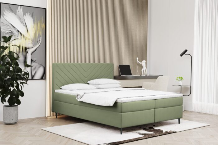 Boxspringbett mit bettkasten und matratze + topper RUGIA Stoff Matt Velvet