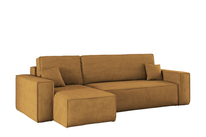 Ecksofa mit schlaffunktion und bettkasten, Eckcouch BEST stoff Poso Dicker Cord viele farben