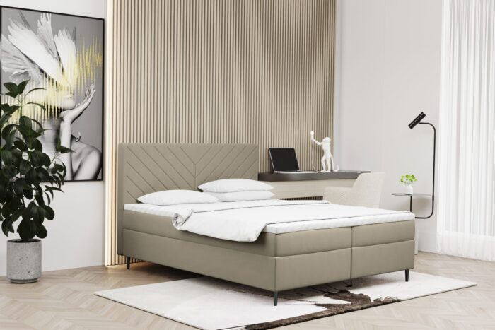 Boxspringbett mit bettkasten und matratze + topper RUGIA Stoff Matt Velvet