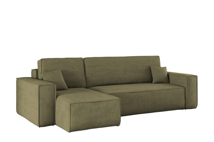 Ecksofa mit schlaffunktion und bettkasten, Eckcouch BEST stoff Poso Dicker Cord viele farben