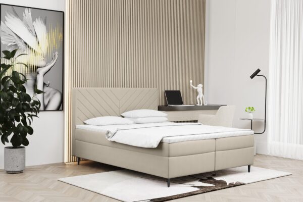 Boxspringbett mit bettkasten und matratze + topper RUGIA Stoff Matt Velvet