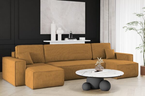Ecksofa mit schlaffunktion und bettkasten, Sofa U-form, Couch U-form BEST Dicker Cord