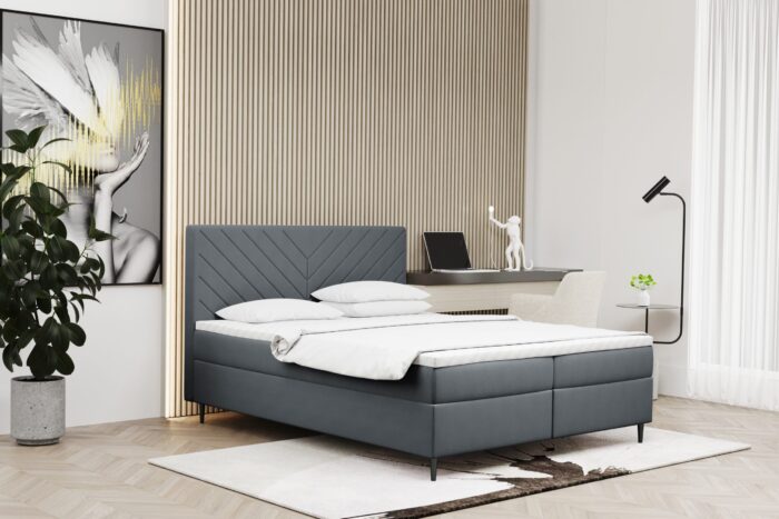 Boxspringbett mit bettkasten und matratze + topper RUGIA Stoff Matt Velvet