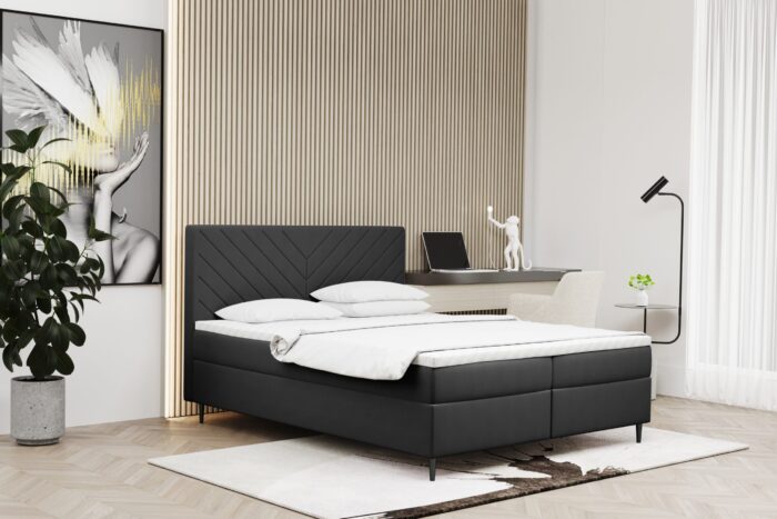 Boxspringbett mit bettkasten und matratze + topper RUGIA Stoff Matt Velvet