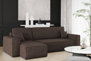 Ecksofa mit schlaffunktion und bettkasten, Eckcouch BEST stoff Poso Dicker Cord viele farben