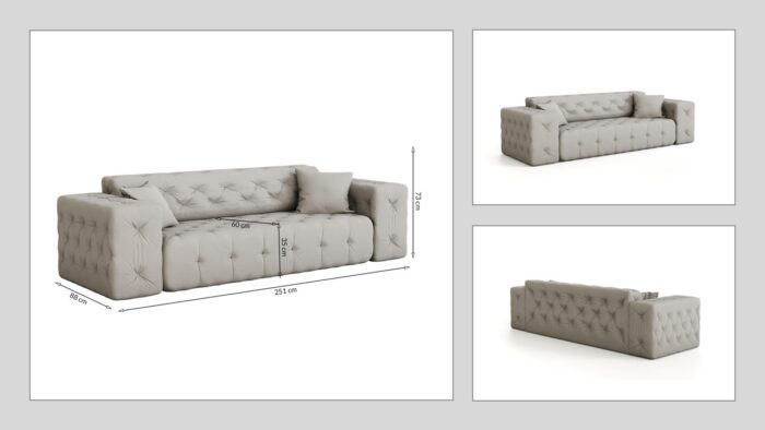 Sofagarnitur, Wohnlandschaft CLOUD Couch 3+2+1 stilvol Viele Farben
