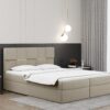 Alma_matt_velvet_09 beige Boxspringbett mit bettkasten und matratze + topper CLARA stoff Velvet