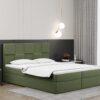 Alma_matt_velvet_38 olive Boxspringbett mit bettkasten und matratze + topper CLARA stoff Velvet