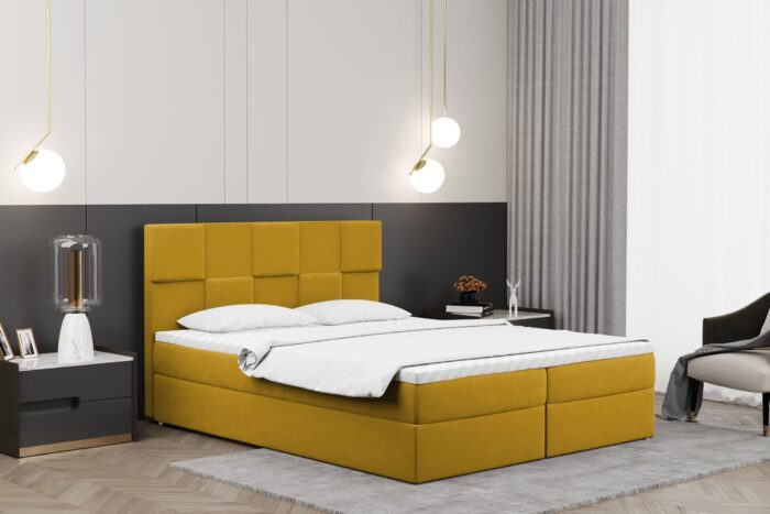 Boxspringbett mit bettkasten und matratze + topper CLARA stoff Velvet