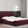 Alma_matt_velvet_68 rotwein Boxspringbett mit bettkasten und matratze + topper CLARA stoff Velvet