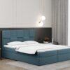 Alma_matt_velvet_73 hellblau Boxspringbett mit bettkasten und matratze + topper CLARA stoff Velvet