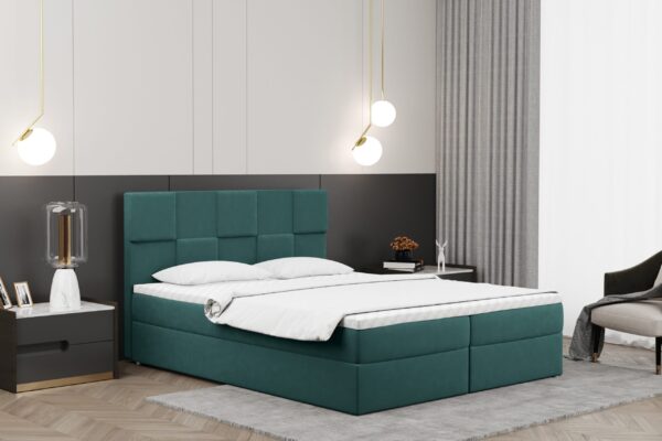 Boxspringbett mit bettkasten und matratze + topper CLARA stoff Velvet