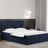 Alma_matt_velvet_79 marineblau Boxspringbett mit bettkasten und matratze + topper CLARA stoff Velvet