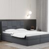Alma_matt_velvet_93 grau Boxspringbett mit bettkasten und matratze + topper CLARA stoff Velvet