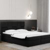 Alma_matt_velvet_99 shwarz Boxspringbett mit bettkasten und matratze + topper CLARA stoff Velvet