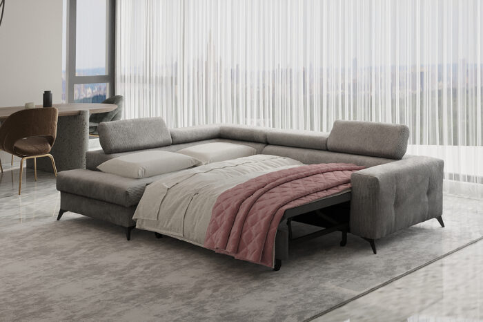 Ecksofa mit schlaffunktion und bettkasten Eckcouch ARCADI Dicker Cord