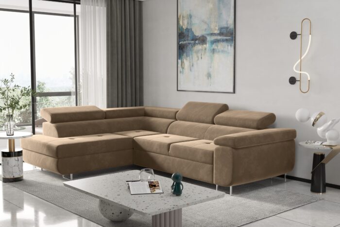 Ecksofa mit schlaffunktion und bettkasten Eckcouch ATOM verschiedene Farben