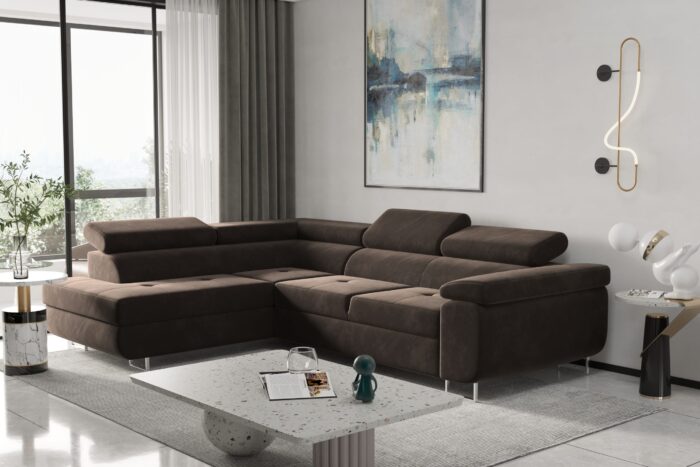 Ecksofa mit schlaffunktion und bettkasten Eckcouch ATOM verschiedene Farben