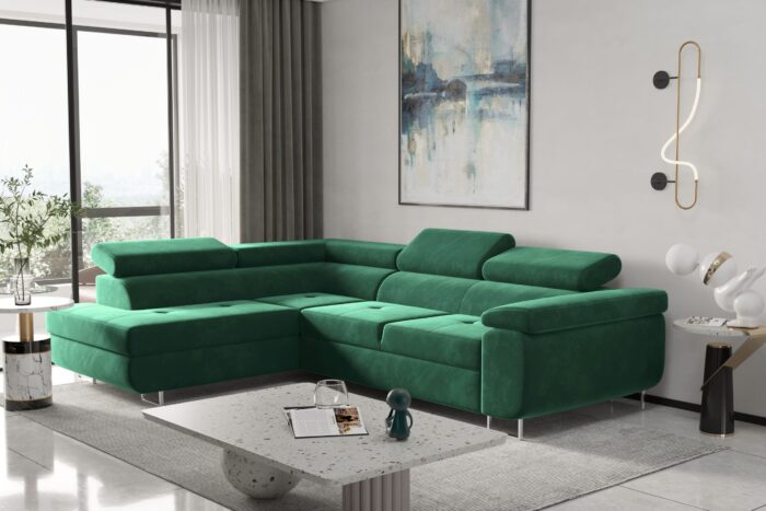 Ecksofa mit schlaffunktion und bettkasten Eckcouch ATOM verschiedene Farben