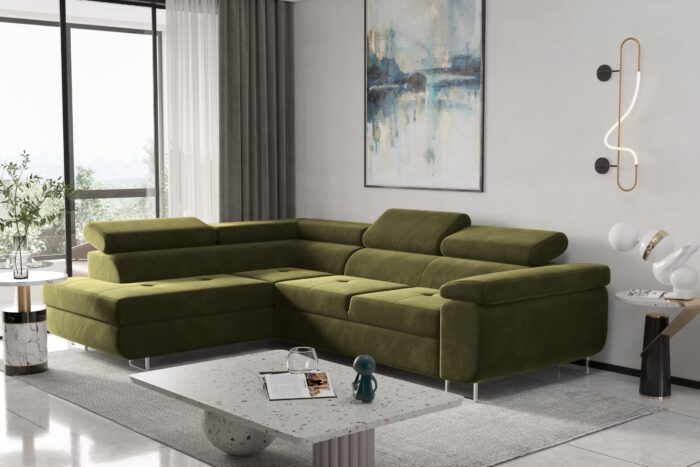 Ecksofa mit schlaffunktion und bettkasten Eckcouch ATOM verschiedene Farben