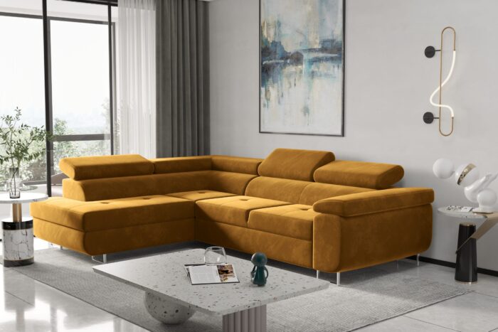 Ecksofa mit schlaffunktion und bettkasten Eckcouch ATOM verschiedene Farben