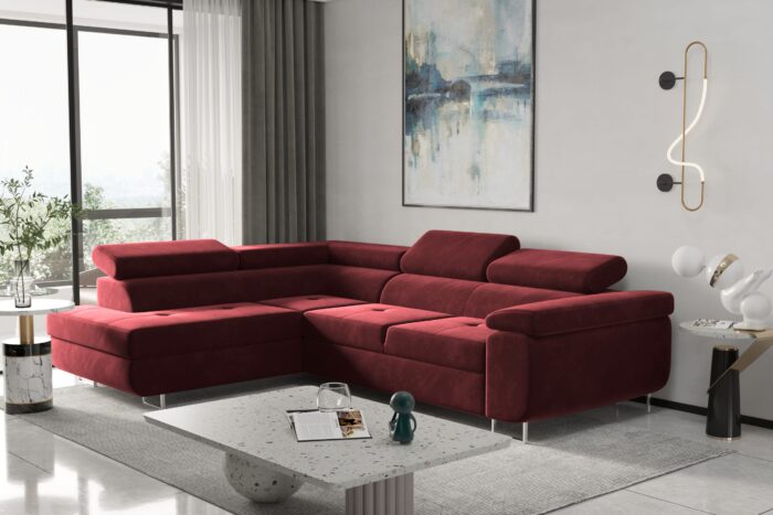 Ecksofa mit schlaffunktion und bettkasten Eckcouch ATOM verschiedene Farben