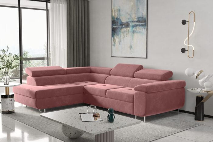 Ecksofa mit schlaffunktion und bettkasten Eckcouch ATOM verschiedene Farben
