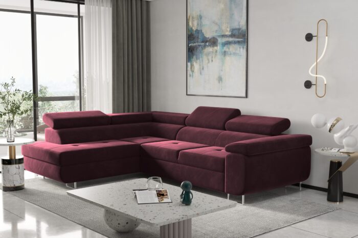 Ecksofa mit schlaffunktion und bettkasten Eckcouch ATOM verschiedene Farben