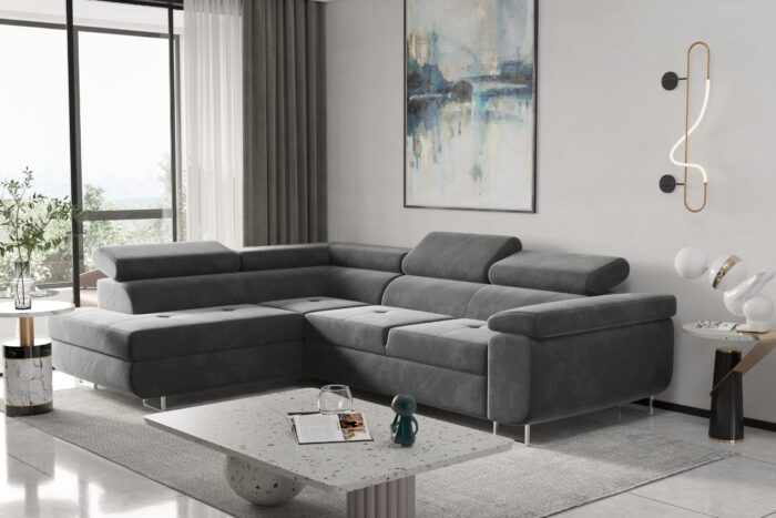 Ecksofa mit schlaffunktion und bettkasten Eckcouch ATOM verschiedene Farben