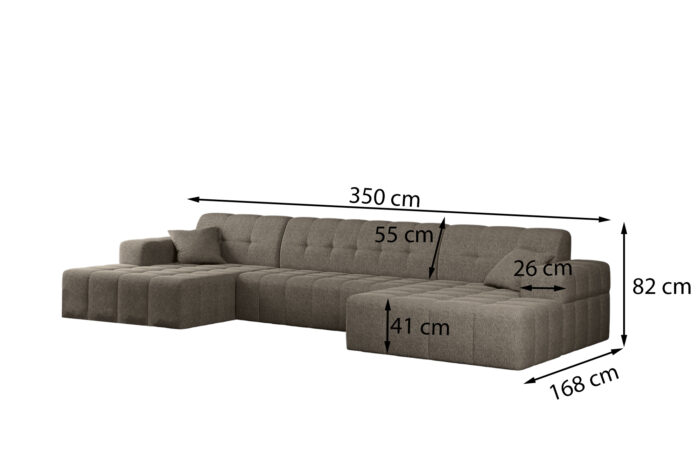 Ecksofa U-form Sofa U-form Wohnzimmer NIMES stilvol viele farben Stoff Perfect Harmony