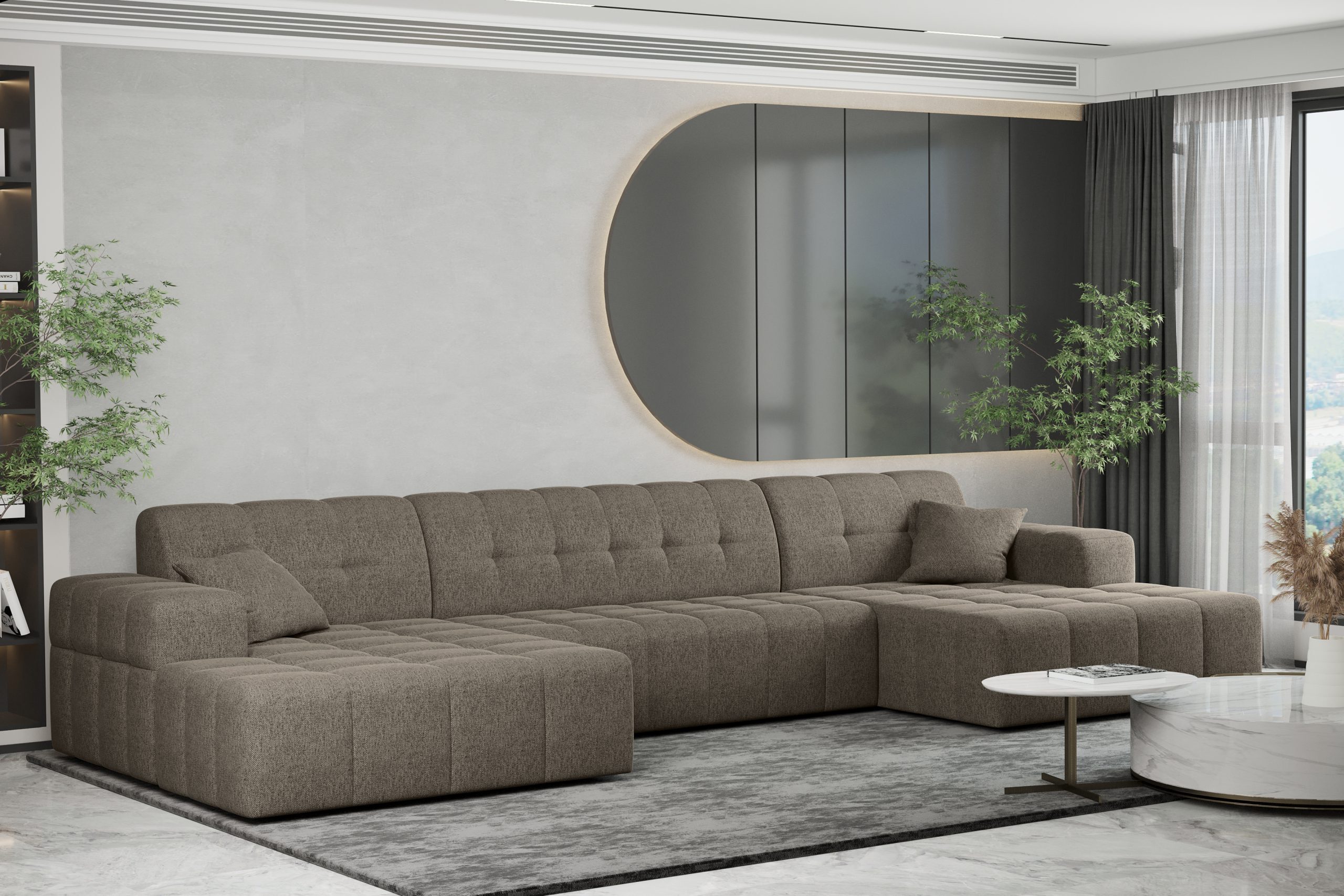 Ecksofa U-form Sofa U-form Wohnzimmer NIMES stilvol viele farben Stoff VERITA – Bild 3
