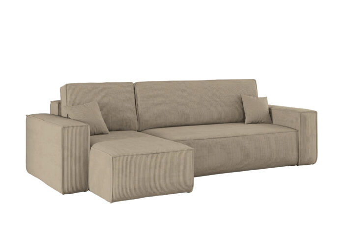 Ecksofa mit schlaffunktion und bettkasten, Eckcouch BEST stoff Poso Dicker Cord viele farben
