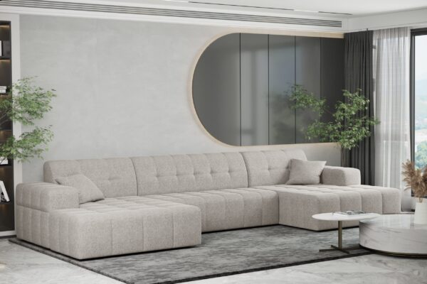Ecksofa U-form Sofa U-form Wohnzimmer NIMES stilvol viele farben Stoff VERITA