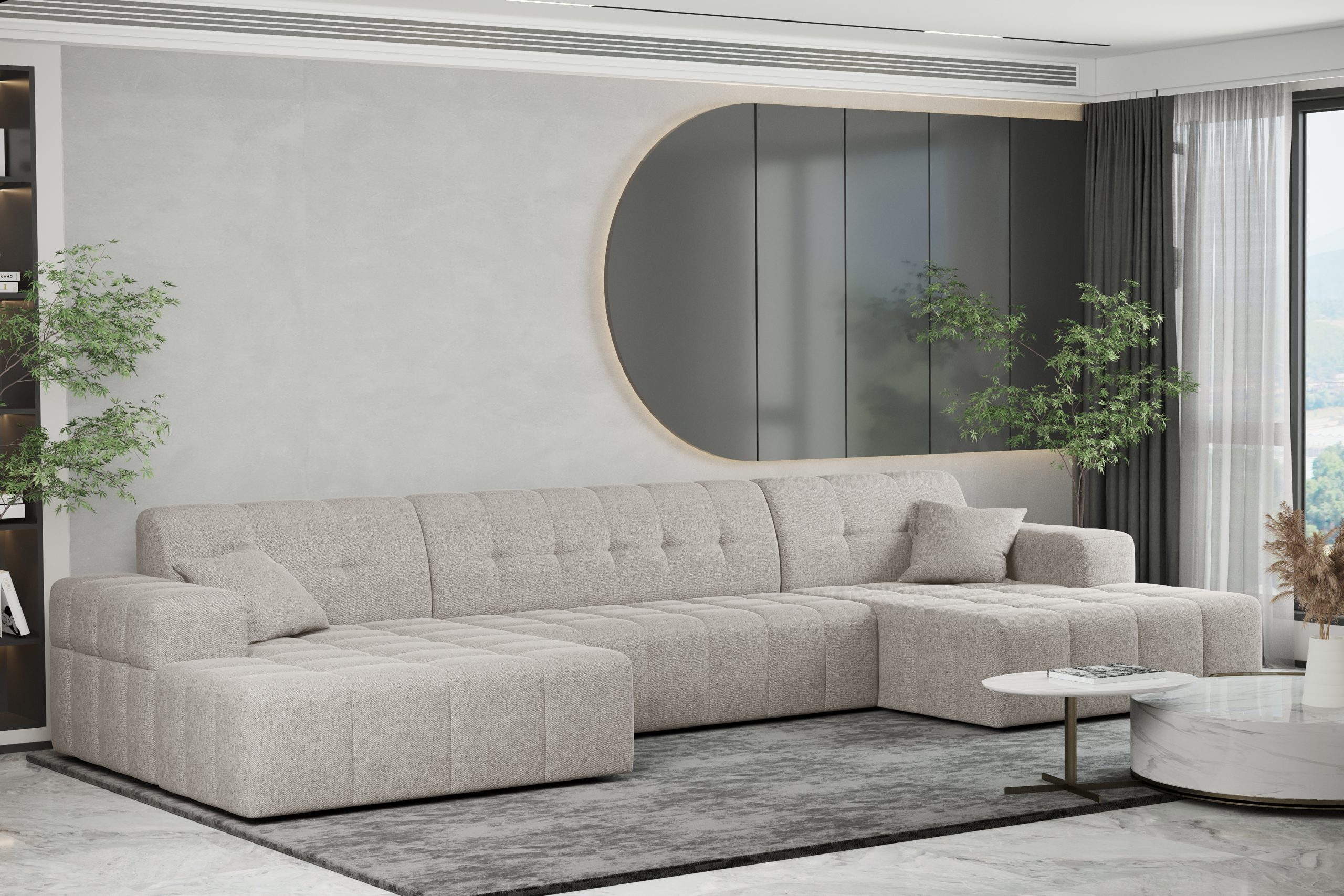 Ecksofa U-form Sofa U-form Wohnzimmer NIMES stilvol viele farben Stoff VERITA