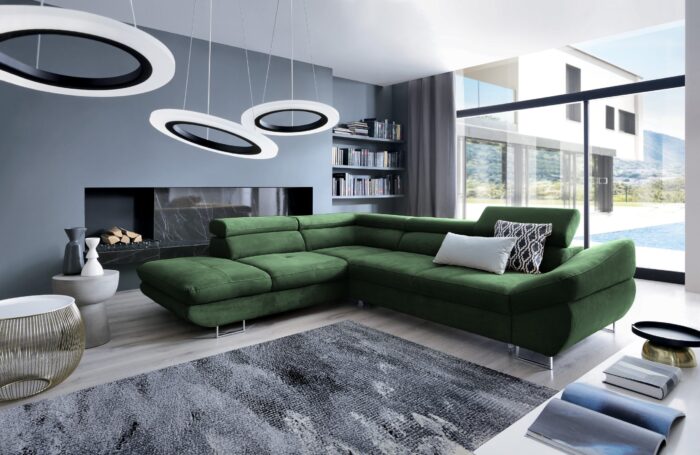 Couchgarnitur Ecksofa mit schlaffunktion und bettkasten FABIO stoff Esperta