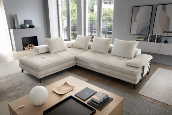 Couchgarnitur Ecksofa elektrisch ausfahrbarer sitz FLORENCE stoff Marbella