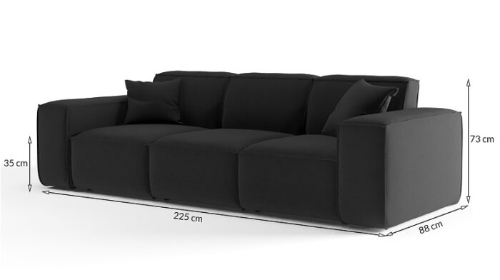 Sofagarnitur Sofa dreisitzer und Chaiselongue PULA Stoff Opera