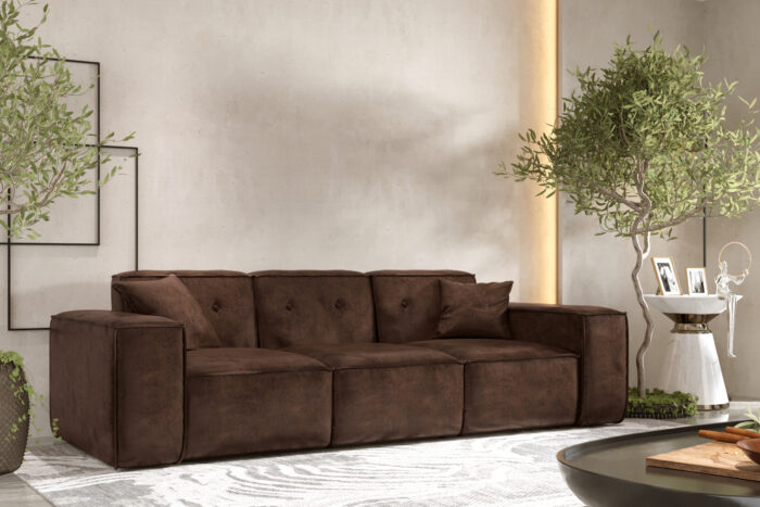 Sofa, Dreisitzersofa PULA stoff kunstleder Gobi