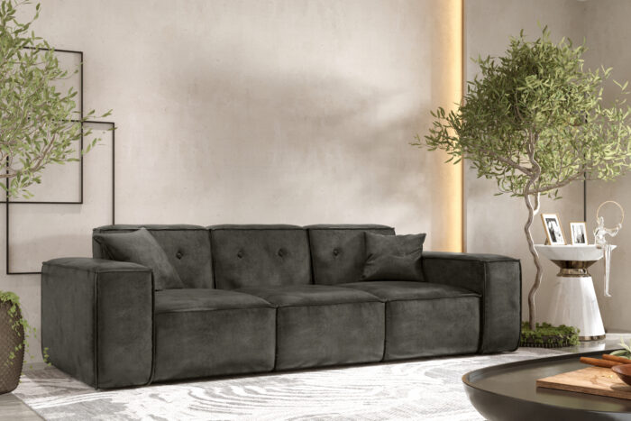 Sofa, Dreisitzersofa PULA stoff kunstleder Gobi