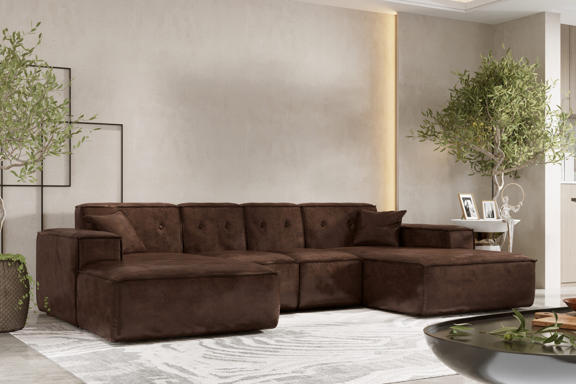 Ecksofa U Medium Eckcouch 379cm PULA stoff GOBI drei Farben – Bild 2