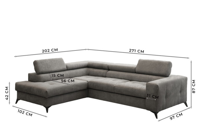 Ecksofa mit schlaffunktion und bettkasten Eckcouch ARCADI Dicker Cord
