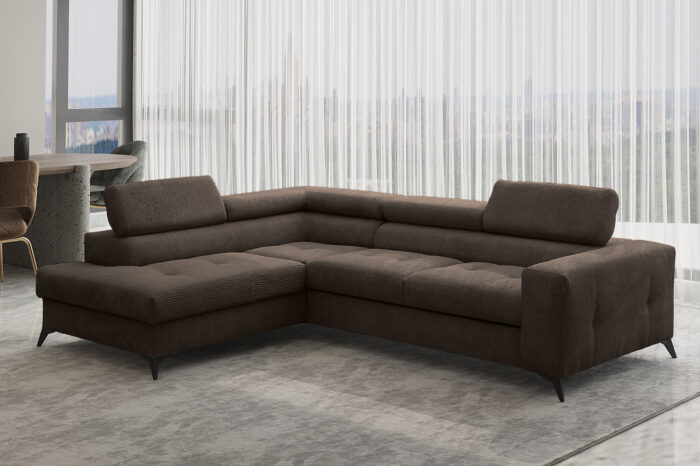 Ecksofa mit schlaffunktion und bettkasten Eckcouch ARCADI Dicker Cord