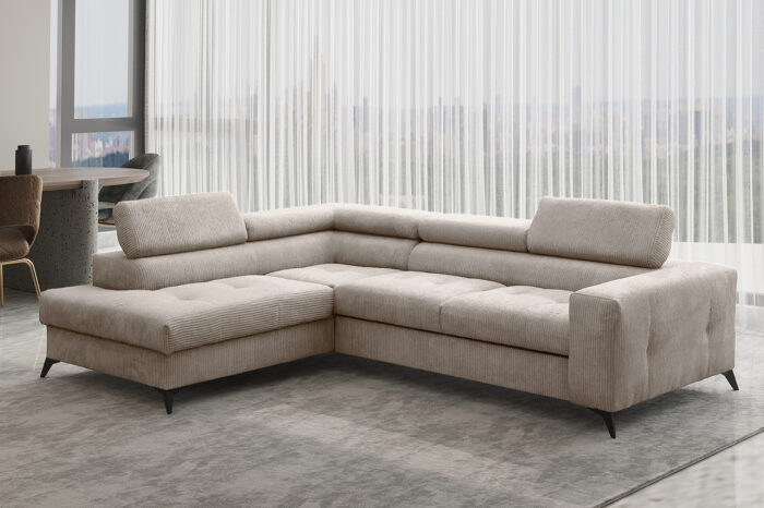 Ecksofa mit schlaffunktion und bettkasten Eckcouch ARCADI Dicker Cord