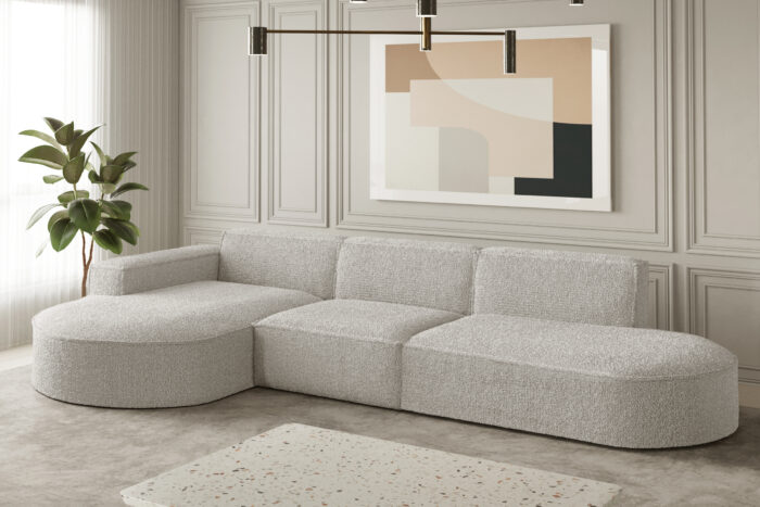 Ecksofa Designer, Sofa L form MODENA stoff Loop