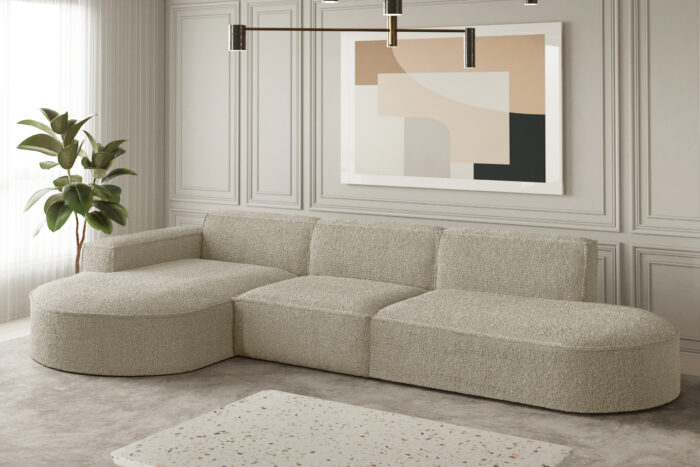 Ecksofa Designer, Sofa L form MODENA stoff Loop