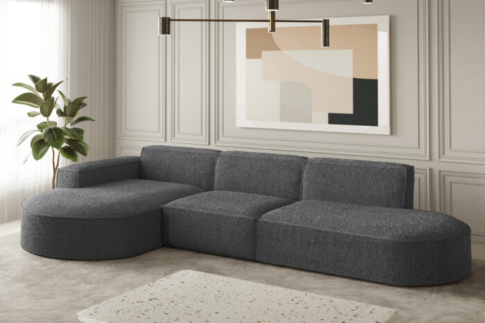 Ecksofa Designer, Sofa L form MODENA stoff Loop
