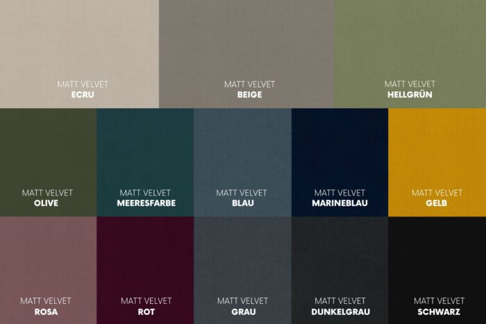 Boxspringbett mit bettkasten und matratze + topper CLARA stoff Velvet