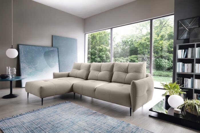 Ecksofa mit schlaffunktion und bettkasten, Desing eckouch SPEZIA stoff Solar